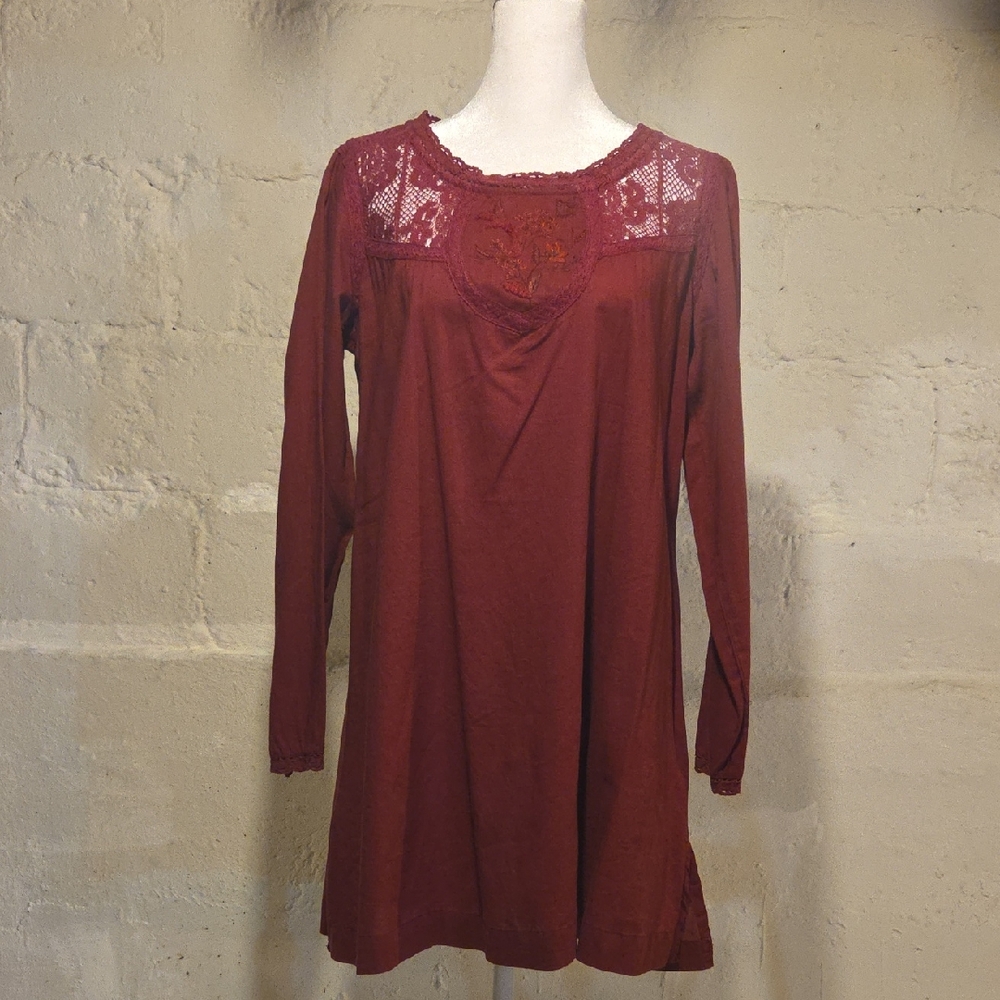April Cornell Burgundy Lace Tunic